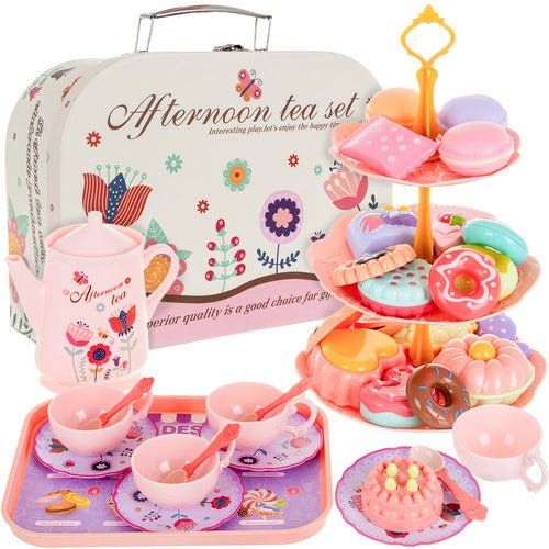 Kinder Teeservice im Koffer – 48 - teiliges Spielzeugset mit Gebäck - Easy2sell - Deluxe