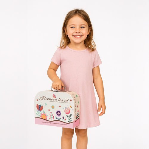 Kinder Teeservice im Koffer – 48 - teiliges Spielzeugset mit Gebäck - Easy2sell - Deluxe