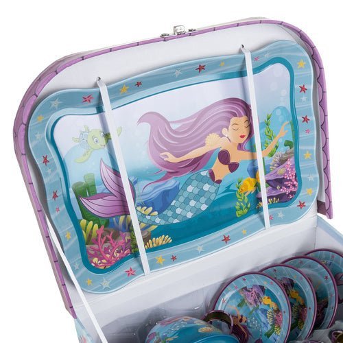 Kinder - Teeservice Meerjungfrau – 9 - teiliges Metall - Spielzeugset, Pastell - Easy2sell - Deluxe