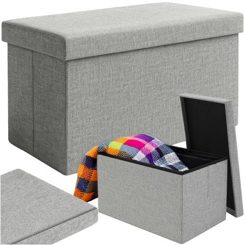 Klappbarer Sitzhocker mit Stauraum – 54L Faltbarer Pouf Grau 60x30x30cm - Easy2sell - Deluxe