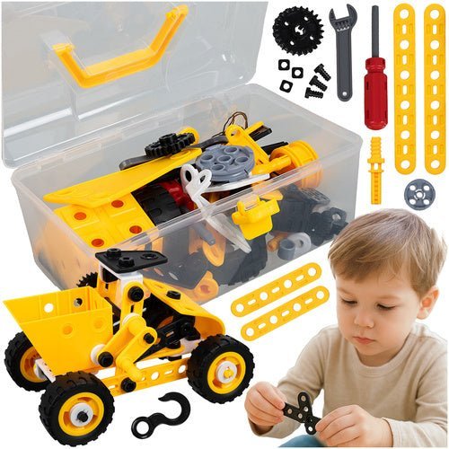 Konstruktionsspielzeug Fahrzeuge Bausatz mit Werkzeug, 100 Teile, Mehrfarbig - Easy2sell - Deluxe