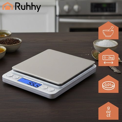 Küchenwaage Präzisionswaage 0,1g bis 2kg mit LCD und 2 Schüsseln - Easy2sell - Deluxe