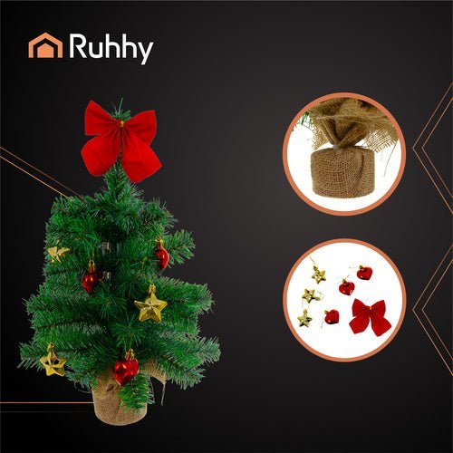 Künstlicher Weihnachtsbaum 45 cm – Kleiner Tannenbaum mit Deko, Grün - Easy2sell - Deluxe