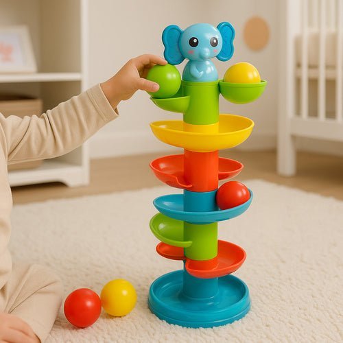 Kugelturm Kugelbahn mit Spiralbahn und 6 Bällen – Lernspielzeug ab 18 m - Easy2sell - Deluxe
