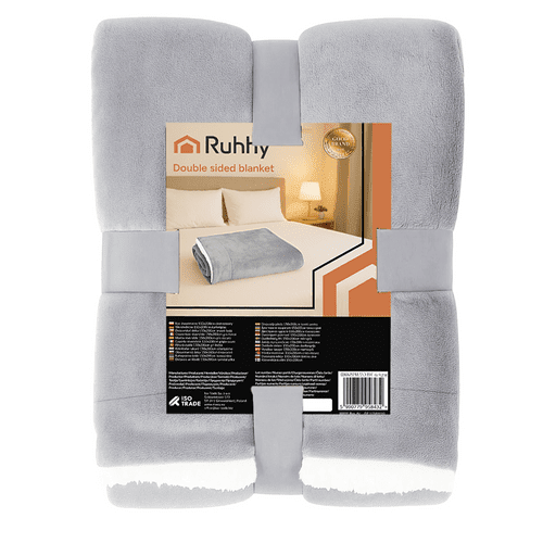 Kuscheldecke Doppelseitig 150x200cm Hellgrau – Weiche Decke in Lammfell - Optik - Easy2sell - Deluxe