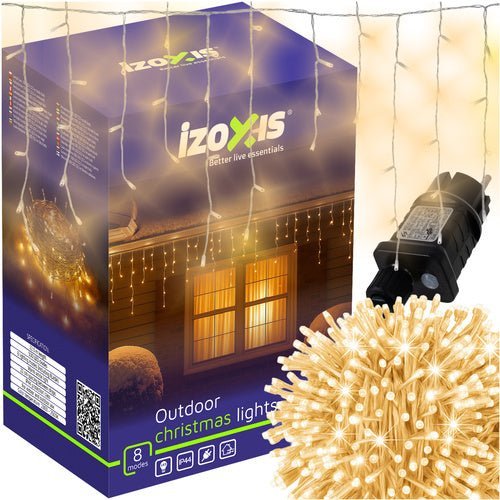 LED Eiszapfen Lichterkette Außen 22,5m Warmweiß 500 LEDs 8 Modi IP44 - Easy2sell - Deluxe