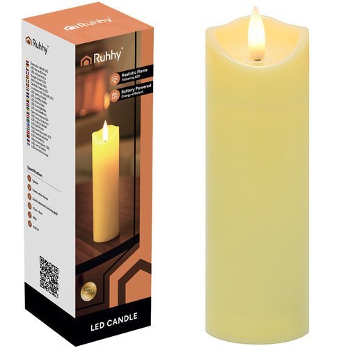LED Kerze mit Flammeneffekt – Grablicht Einsatz 17cm Beige Warmweiß 1 Stk. - Easy2sell - Deluxe
