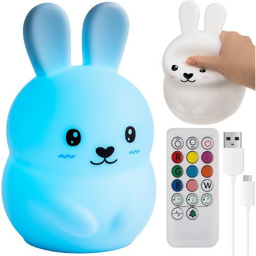LED Nachtlampe Kaninchen – RGB Kinder Nachtlicht aus Silikon mit Fernbedienung - Easy2sell - Deluxe