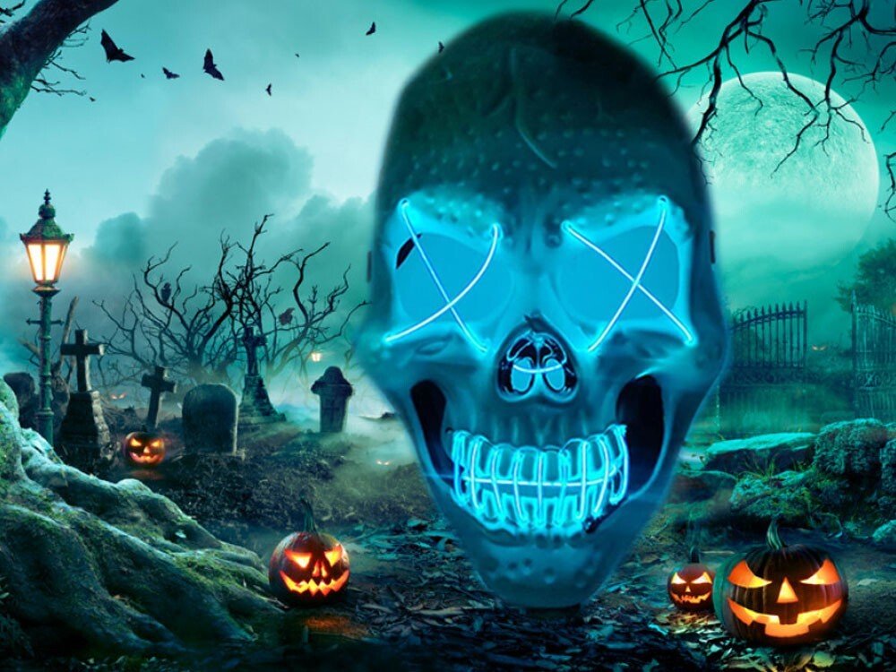 LED Totenkopf Maske Schädel Horror Grusel Verkleidung Kostüm für Halloween - Easy2sell - Deluxe