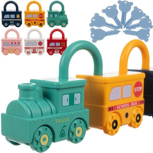 Lernspielzeug Autos mit Vorhängeschlössern und Schlüsseln, 6er Set ABS - Easy2sell - Deluxe