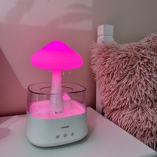 Luftbefeuchter mit Regeneffekt, LED - Nachtlampe und Aromatherapie, 450ml Weiß - Easy2sell - Deluxe