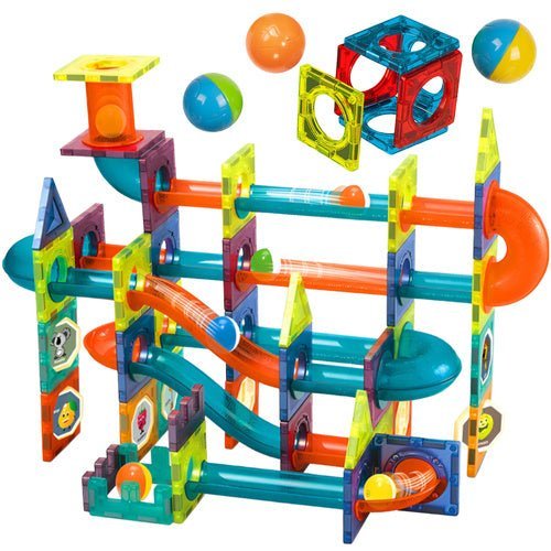 Magnetbausteine Kugelbahn Set – 96 Teile 3D Konstruktionsspielzeug Bunt - Easy2sell - Deluxe