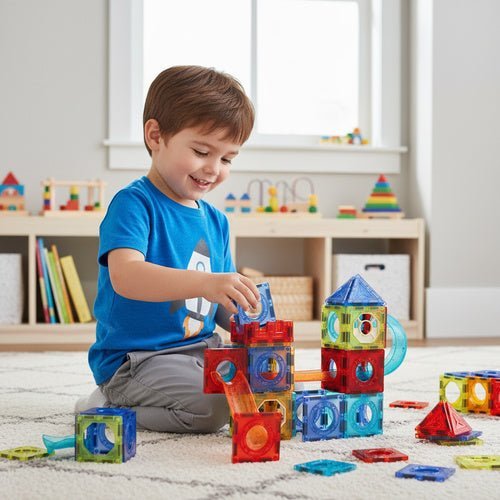 Magnetbausteine Kugelbahn Set – 96 Teile 3D Konstruktionsspielzeug Bunt - Easy2sell - Deluxe