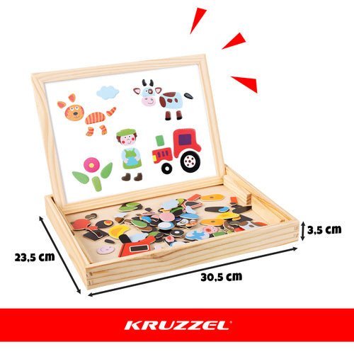Magnetisches Lernbrett – Doppelseitige Tafel aus Holz mit 108 Teilen - Easy2sell - Deluxe