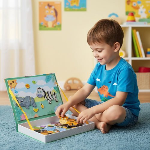 Magnetpuzzle Tiere Montessori Lernspielzeug – Magnetbuch Set mit 47 Teilen - Easy2sell - Deluxe