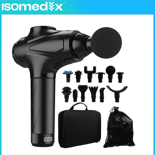 Massagepistole Massagegerät mit 30 Stufen und 12 Aufsätzen – Schwarz - Easy2sell - Deluxe
