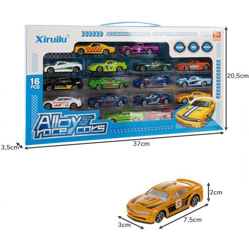 Metall - Federautos Set 16 Stück – Bunte Spielzeugautos 1:64 aus Metall - Easy2sell - Deluxe