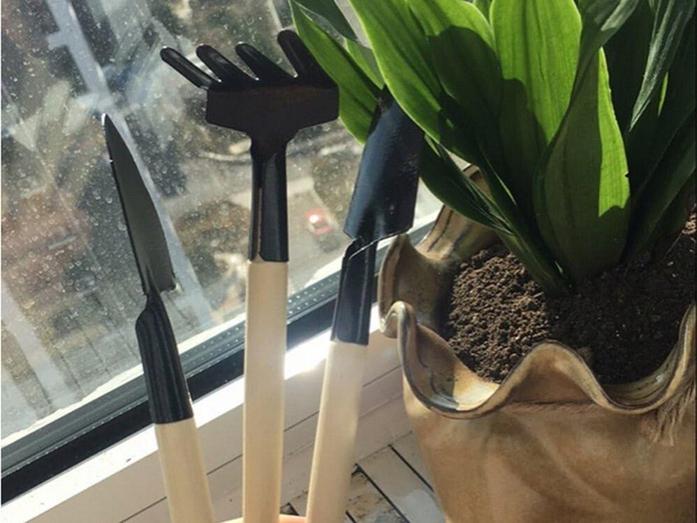 Mini Gartenwerkzeug Gartengeräte Set Schaufel Rechen Spaten Topfpflanzen 3teilig - Easy2sell - Deluxe