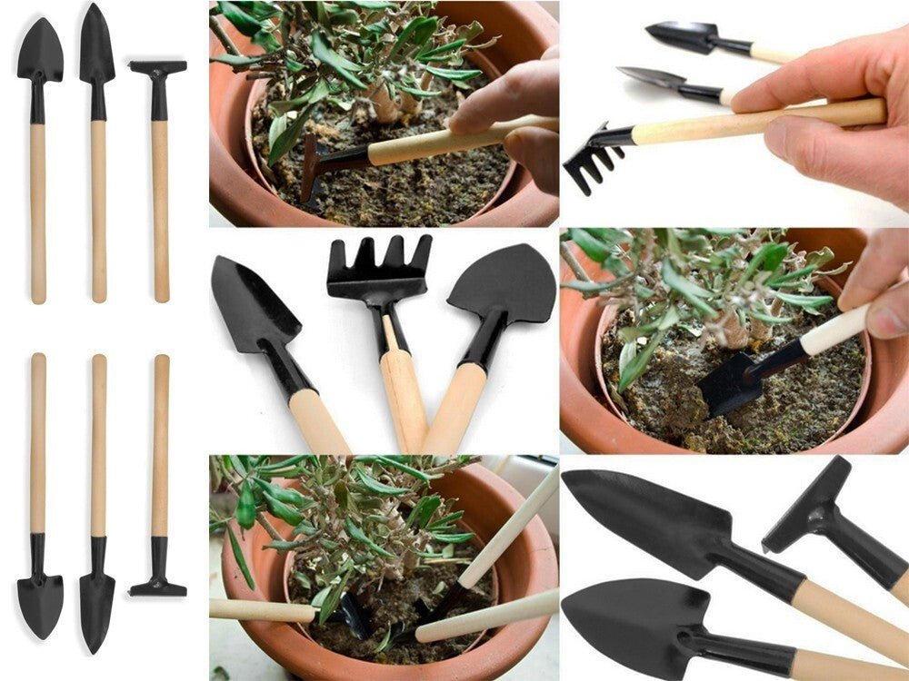 Mini Gartenwerkzeug Gartengeräte Set Schaufel Rechen Spaten Topfpflanzen 3teilig - Easy2sell - Deluxe