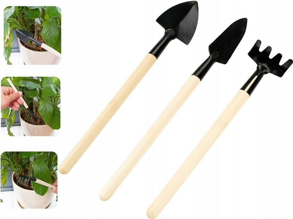 Mini Gartenwerkzeug Gartengeräte Set Schaufel Rechen Spaten Topfpflanzen 3teilig - Easy2sell - Deluxe