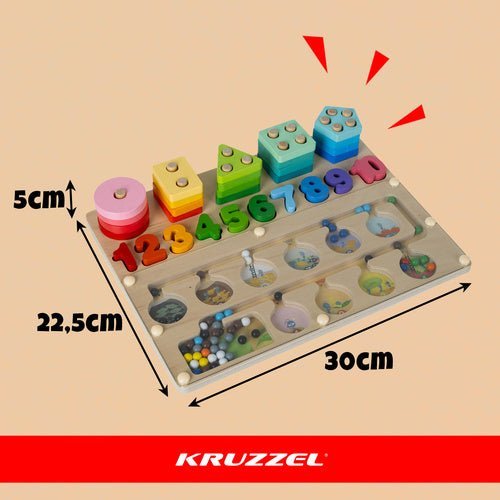 Montessori Lernspielzeug Holzsortierer 3 - in - 1 Magnetlabyrinth 30x22,5 cm - Easy2sell - Deluxe