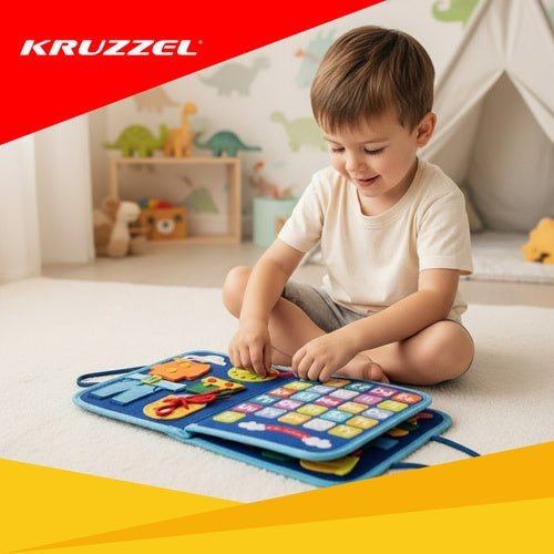 Montessori Sensorikbuch Motorikspielzeug aus Filz für Kinder – Blau - Easy2sell - Deluxe