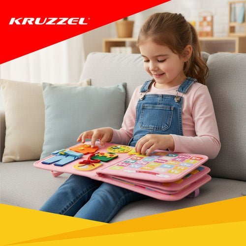 Montessori Sensory Buch – Motorik Spielzeug aus Filz für Kinder, Rosa - Easy2sell - Deluxe