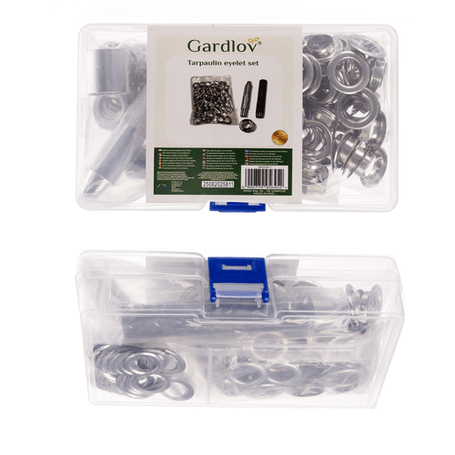 Ösen Set für Planen mit Lochzange und Nietwerkzeug, 12mm Silber, 100 Stück - Easy2sell - Deluxe
