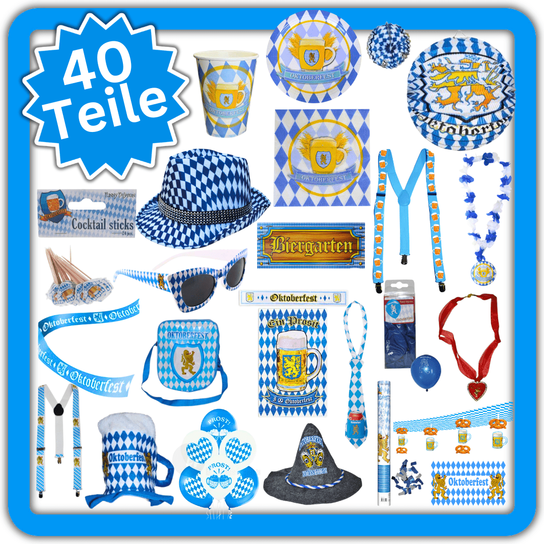 Oktoberfest Party bayrische Deko Set Dekoration Wiesn Bayern Bavaria Blau Weiss - Easy2sell - Deluxe