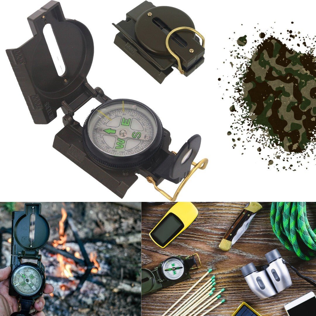 Olivgrüner Metallkompass für Outdoor - Easy2sell - Deluxe