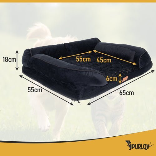 Orthopädisches Hundebett S – 65x55x18 cm Schaumstoff Matratze Schwarz - Easy2sell - Deluxe