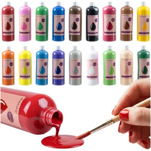 Plakatfarben Set 18 x 500 ml – Abwaschbare Schulfarben mit Hoher Deckkraft - Easy2sell - Deluxe