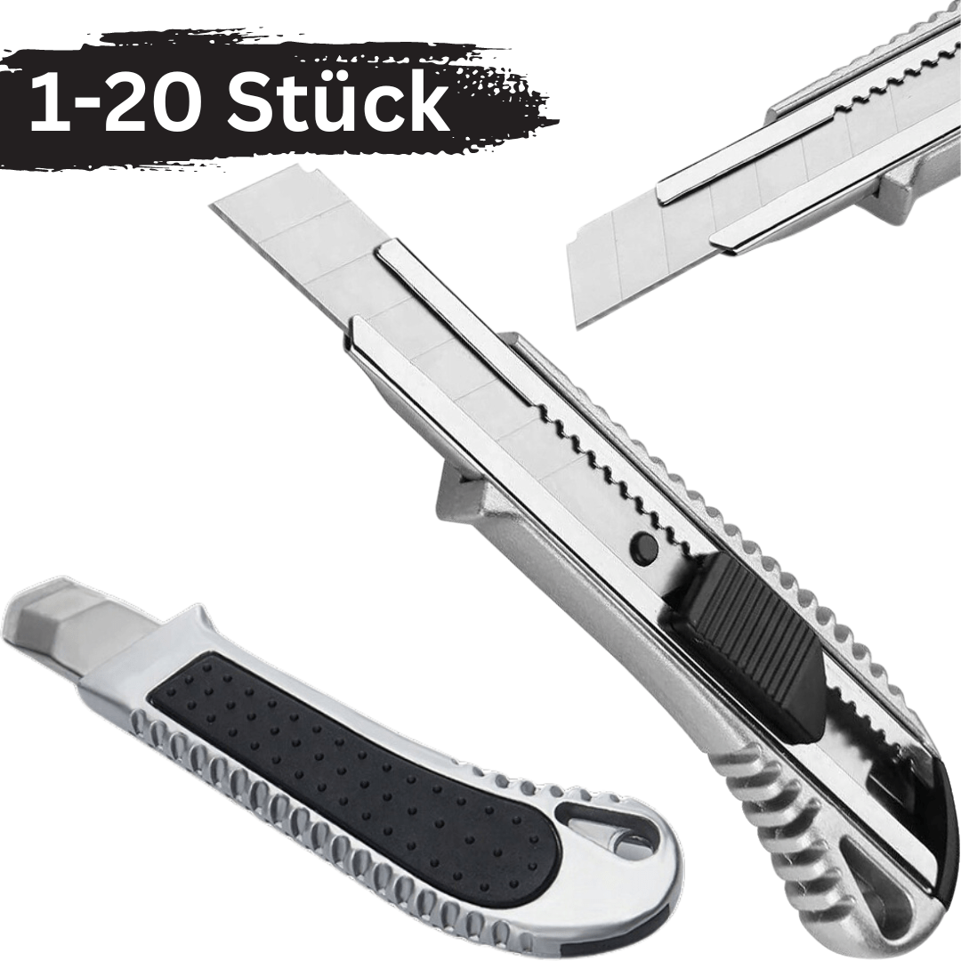 Profi Alu Cuttermesser Teppichmesser Kartonmesser Paketmesser Cutter Messer 18mm - Easy2sell - Deluxe