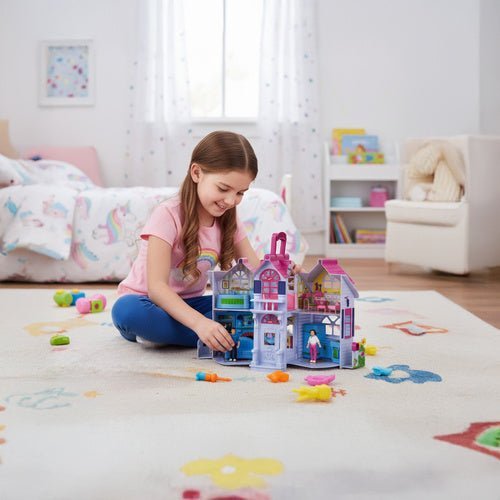 Puppenhaus Klappbar mit 6 Zimmern – Spielset mit Möbeln und Figuren - Easy2sell - Deluxe
