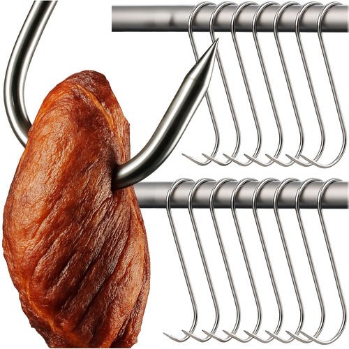 Räucherhaken 15er Set Edelstahl scharf stabile S-Form für Wurst Fisch Aufschnitt