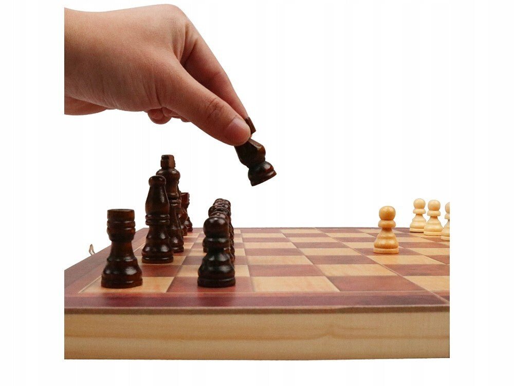 Schach Dame Triktrak Set aus Holz Reiseschach Spielset Schachbrett klappbar - Easy2sell - Deluxe