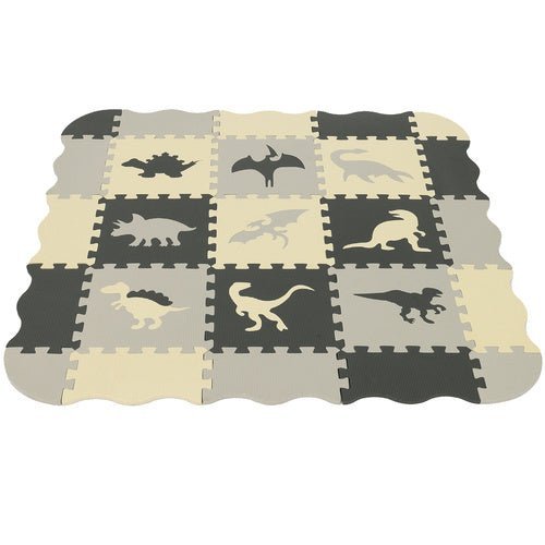 Schaumstoffpuzzle Spielmatte 35 Teile – Baby Krabbelmatte Grau - Gelb - Easy2sell - Deluxe
