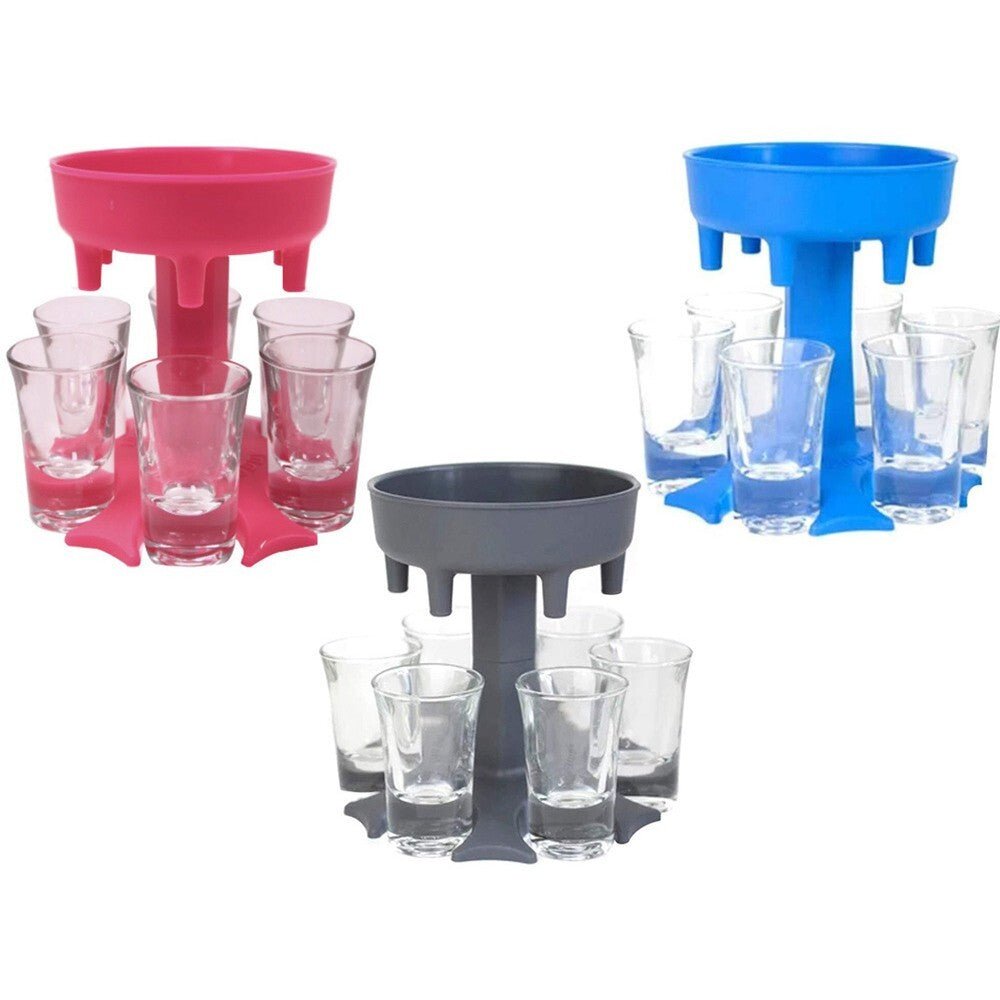 Schnaps Spender Ausgießer Set Likör inkl. 6 Shot Pinneken Gläser Party Spiel - Easy2sell - Deluxe