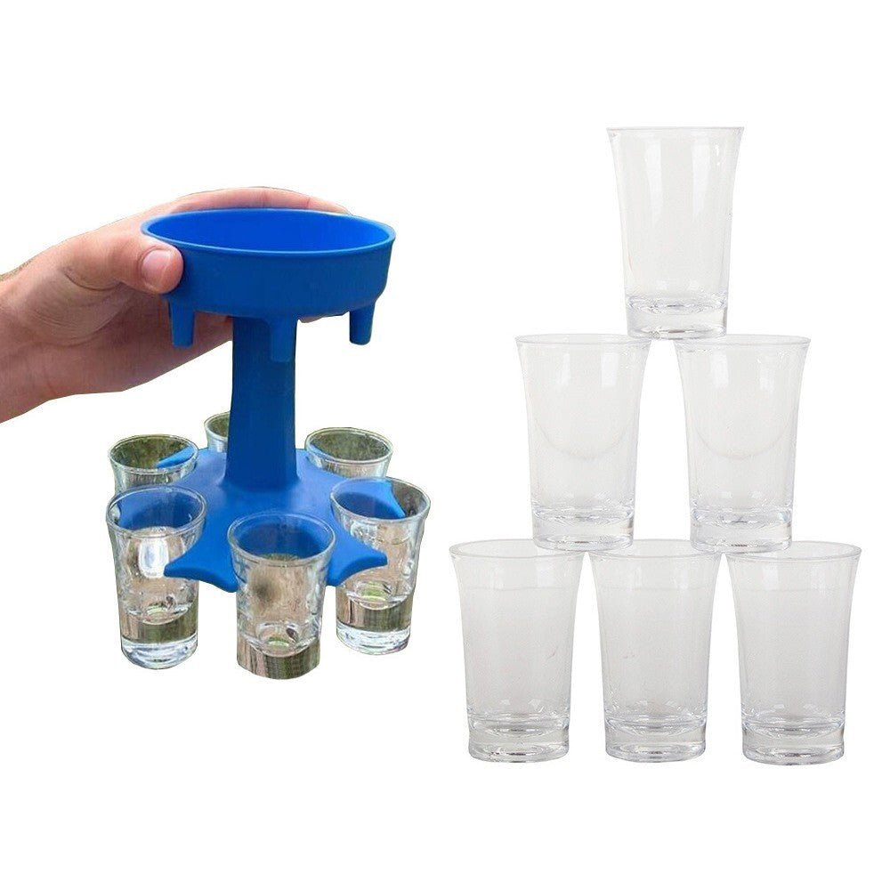 Schnaps Spender Ausgießer Set Likör inkl. 6 Shot Pinneken Gläser Party Spiel - Easy2sell - Deluxe