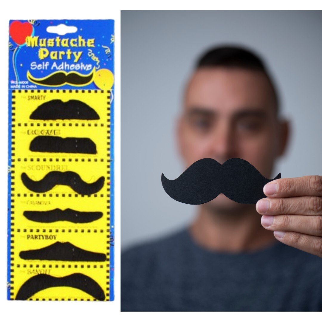 Schnurrbart Schnauzer Selbstklebend Moustache Bärte Karneval Fasching 6er Set - Easy2sell - Deluxe