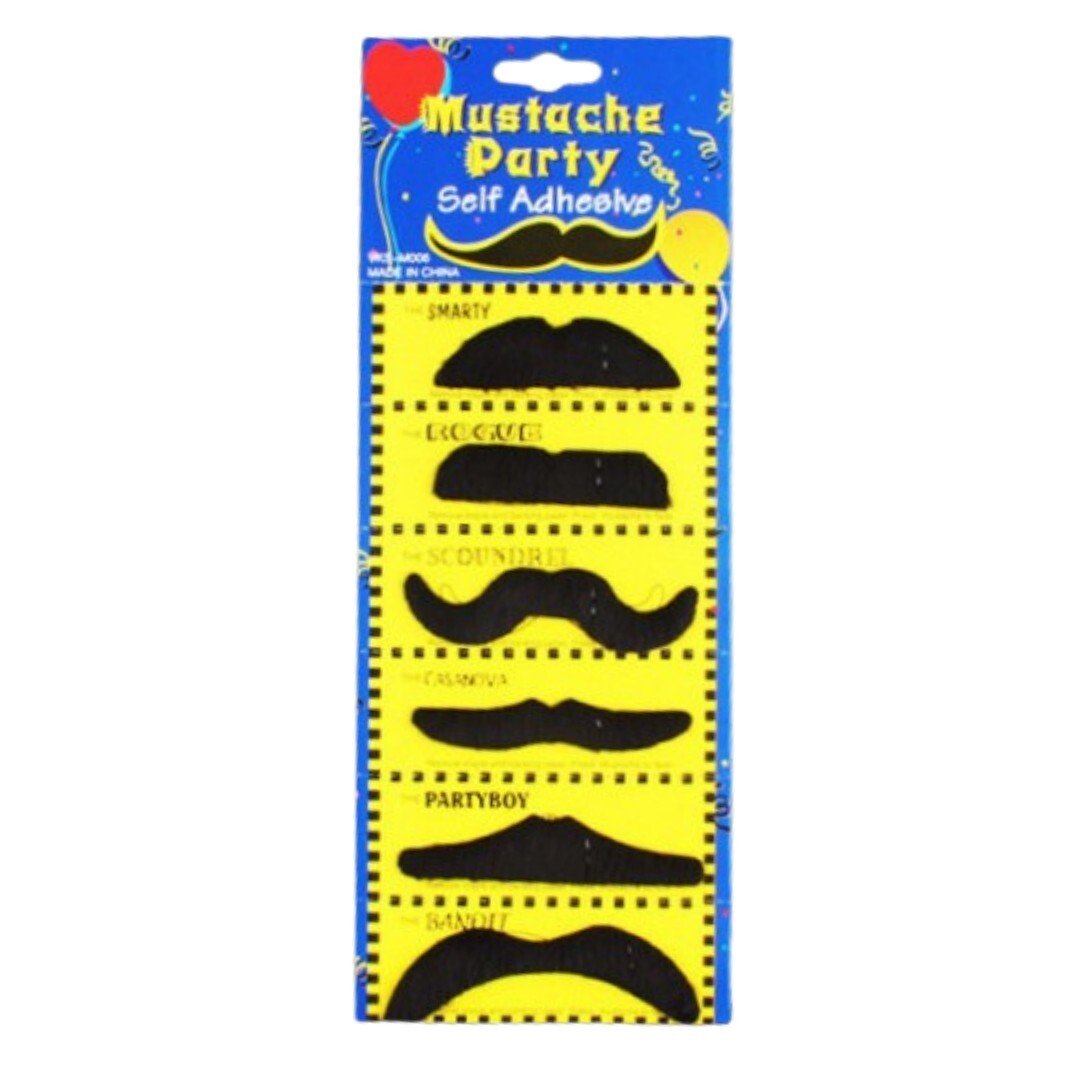 Schnurrbart Schnauzer Selbstklebend Moustache Bärte Karneval Fasching 6er Set - Easy2sell - Deluxe