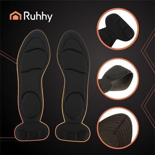 Schuheinlagen mit Fersenkappen, 2 Stück, Größe 35 - 42, Schwarz, Schaumstoff - Easy2sell - Deluxe