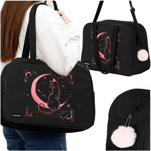 Schul - Umhängetasche 13L Sporttasche Schwarz Rosa mit Schlüsselanhänger - Easy2sell - Deluxe