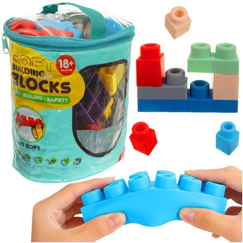 Sensorikblöcke für Kinder – 30 Weiche Gummiblöcke im Koffer, Bunt - Easy2sell - Deluxe