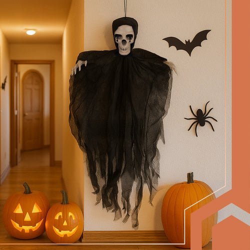 Skelett Hängedeko – Realistische Halloween Dekoration, Schwarz, 70 cm - Easy2sell - Deluxe