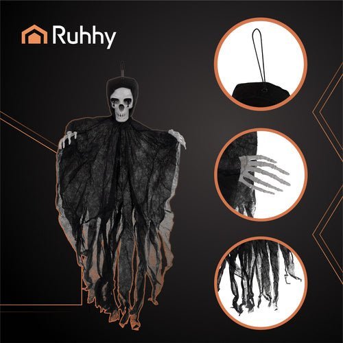 Skelett Hängedeko – Realistische Halloween Dekoration, Schwarz, 70 cm - Easy2sell - Deluxe