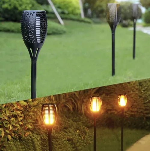 Solar - Gartenlampe mit Flammeneffekt – LED - Fackel Warmweiß für Wege, 51cm - Easy2sell - Deluxe
