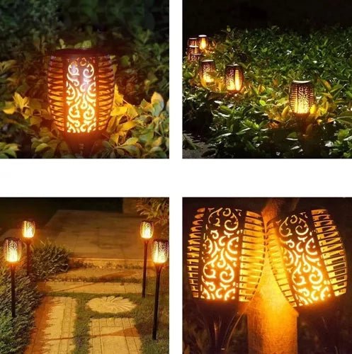 Solar - Gartenlampe mit Flammeneffekt – LED - Fackel Warmweiß für Wege, 51cm - Easy2sell - Deluxe