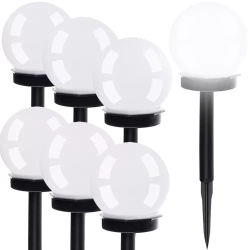 Solar - Gartenlampen 6er Set – LED Solarkugeln Kaltweiß mit Dämmerungssensor - Easy2sell - Deluxe