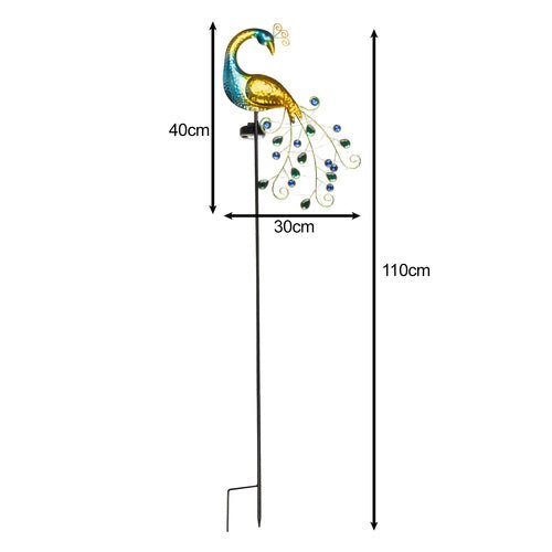 Solar Gartenleuchte Pfau – 3 - teiliges Set mit Dämmerungssensor, Mehrfarbig - Easy2sell - Deluxe
